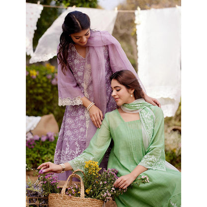 Naaz By Noor Lavender Kurta with Pant, Slip and Dupatta (Set of 4)