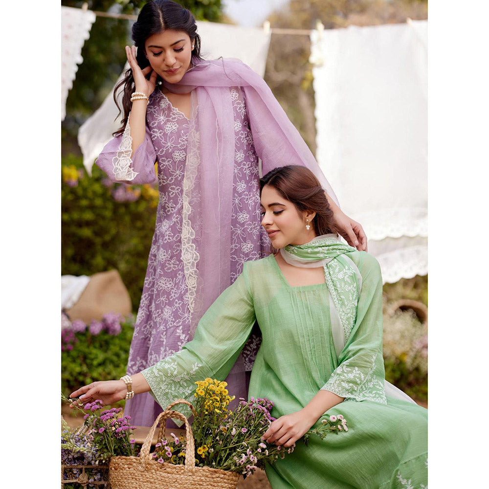 Naaz By Noor Lavender Kurta with Pant, Slip and Dupatta (Set of 4)