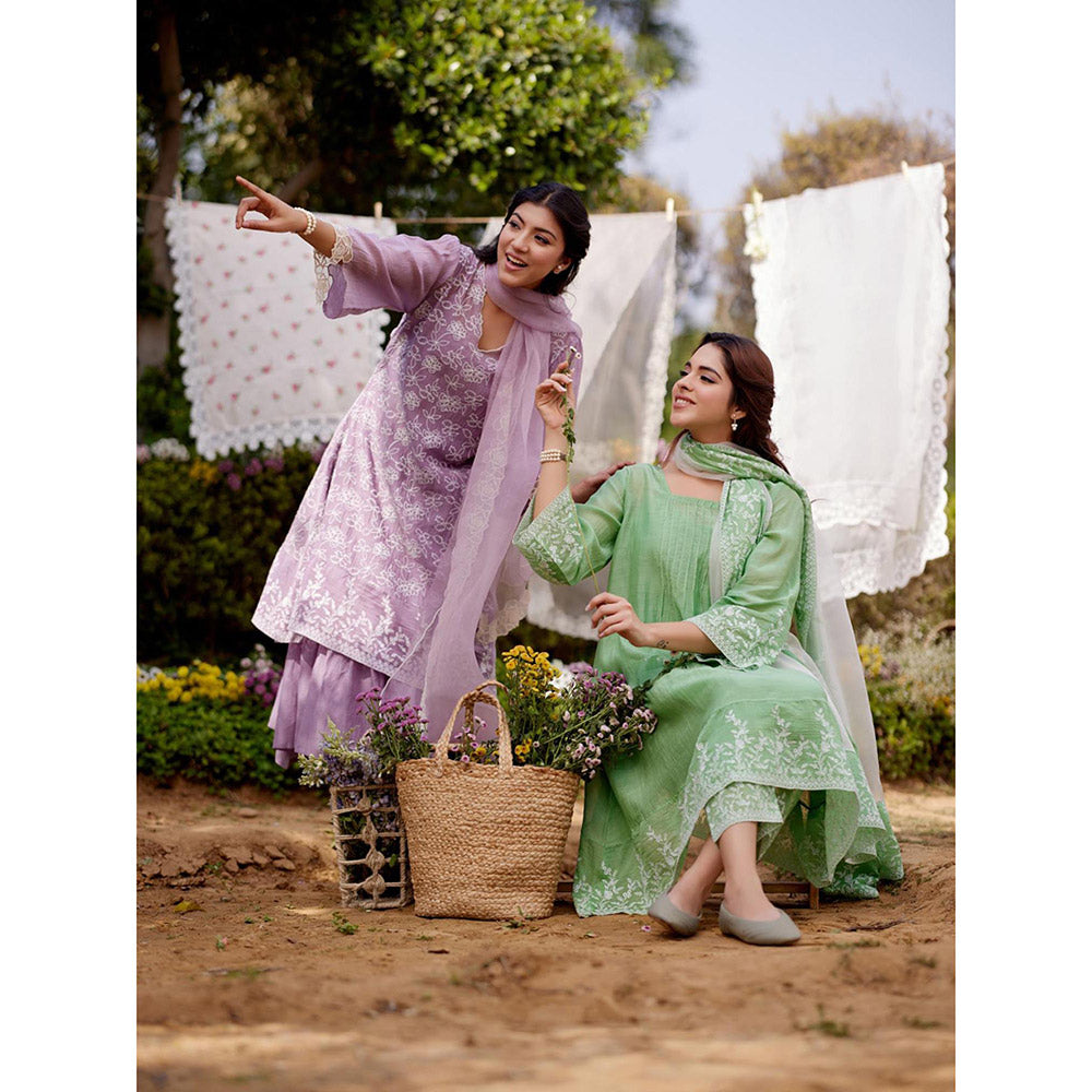 Naaz By Noor Lavender Kurta with Pant, Slip and Dupatta (Set of 4)