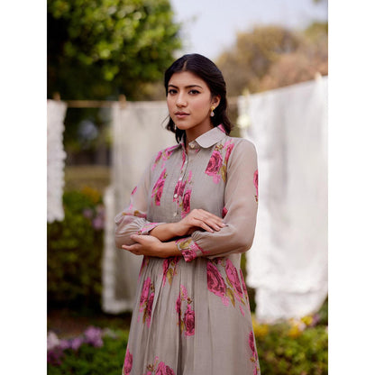 Naaz By Noor Grey Kurta with Pant (Set of 2)