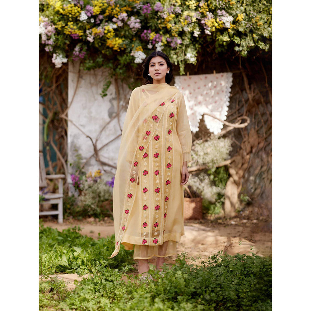 Naaz By Noor Yellow Meringue Kurta with Pant and Dupatta (Set of 3)