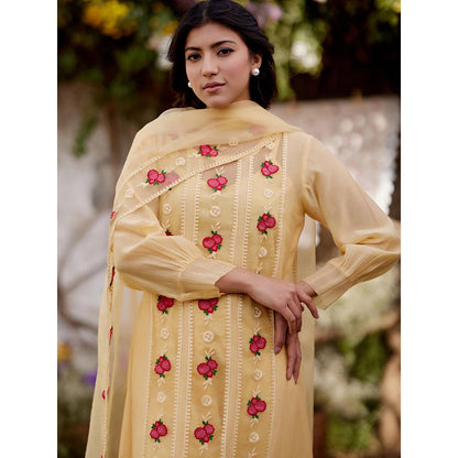 Naaz By Noor Yellow Meringue Kurta with Pant and Dupatta (Set of 3)