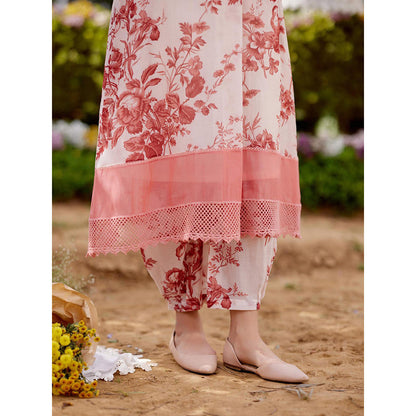 Naaz By Noor White Morrocon Kurta with Pant (Set of 2)