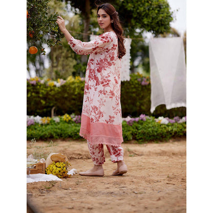 Naaz By Noor White Morrocon Kurta with Pant (Set of 2)