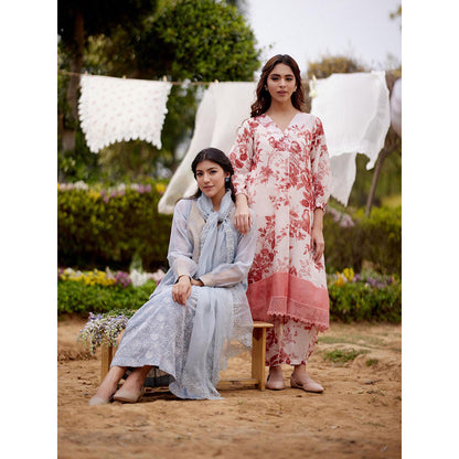 Naaz By Noor White Morrocon Kurta with Pant (Set of 2)