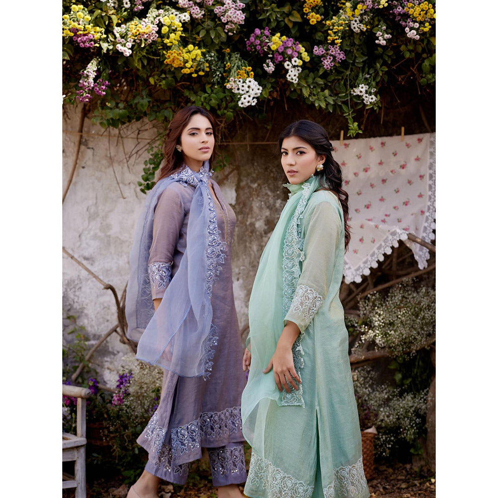 Naaz By Noor Rosa Green Kurta with Pant and Dupatta (Set of 3)