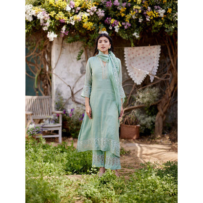 Naaz By Noor Rosa Green Kurta with Pant and Dupatta (Set of 3)