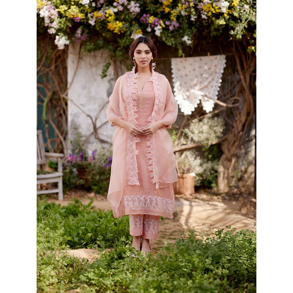 Naaz By Noor Peach Blossom Kurta with Pant and Dupatta (Set of 3)