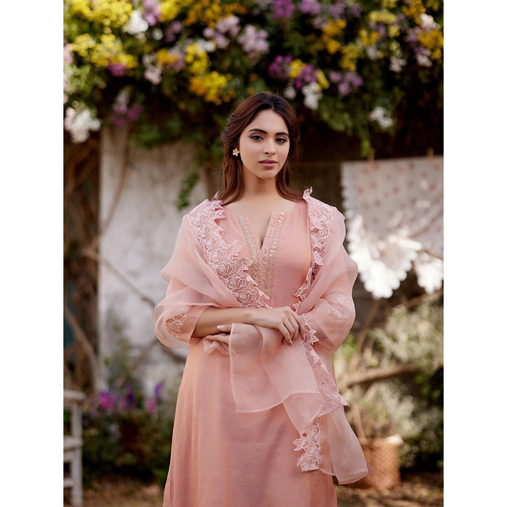 Naaz By Noor Peach Blossom Kurta with Pant and Dupatta (Set of 3)