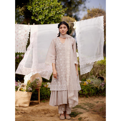 Naaz By Noor Grey Iris Kurta with Pant and Dupatta (Set of 3)