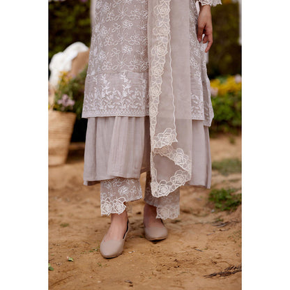 Naaz By Noor Grey Iris Kurta with Pant and Dupatta (Set of 3)