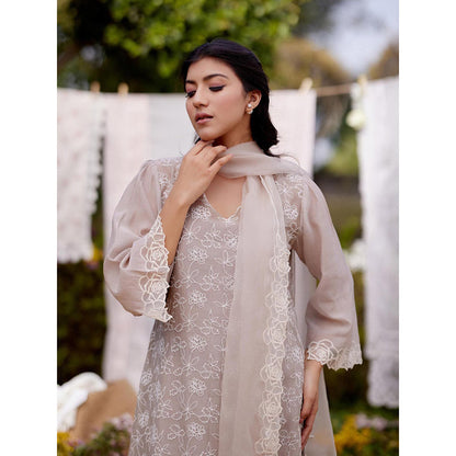 Naaz By Noor Grey Iris Kurta with Pant and Dupatta (Set of 3)