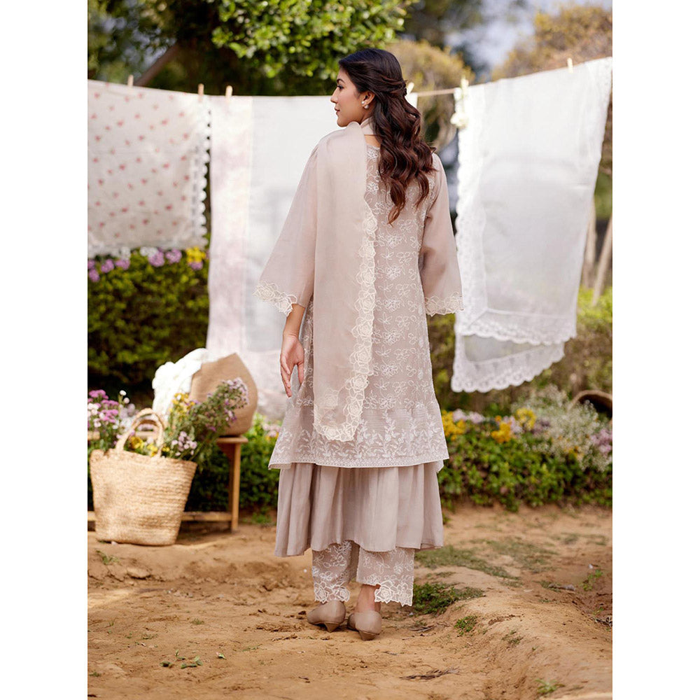 Naaz By Noor Grey Iris Kurta with Pant and Dupatta (Set of 3)