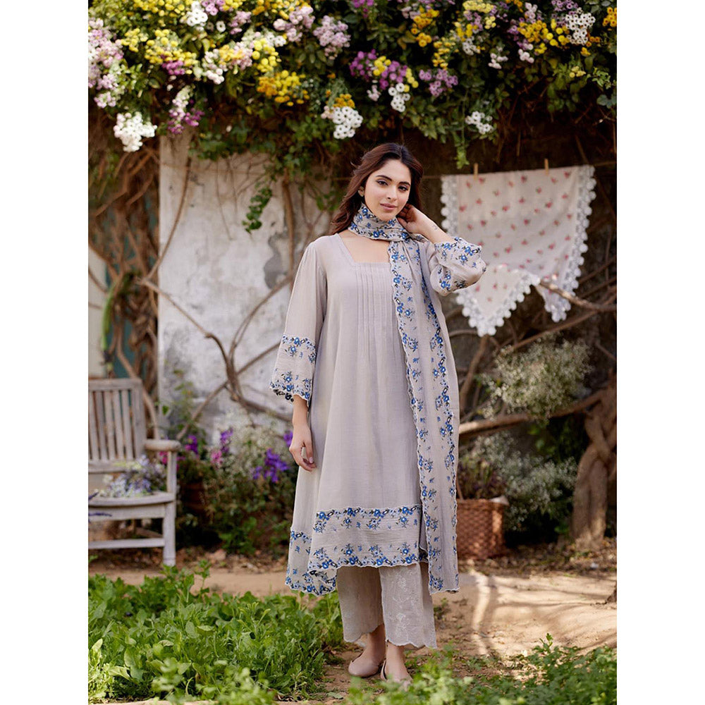 Naaz By Noor Grey Iris Kurta with Pant and Dupatta (Set of 3)