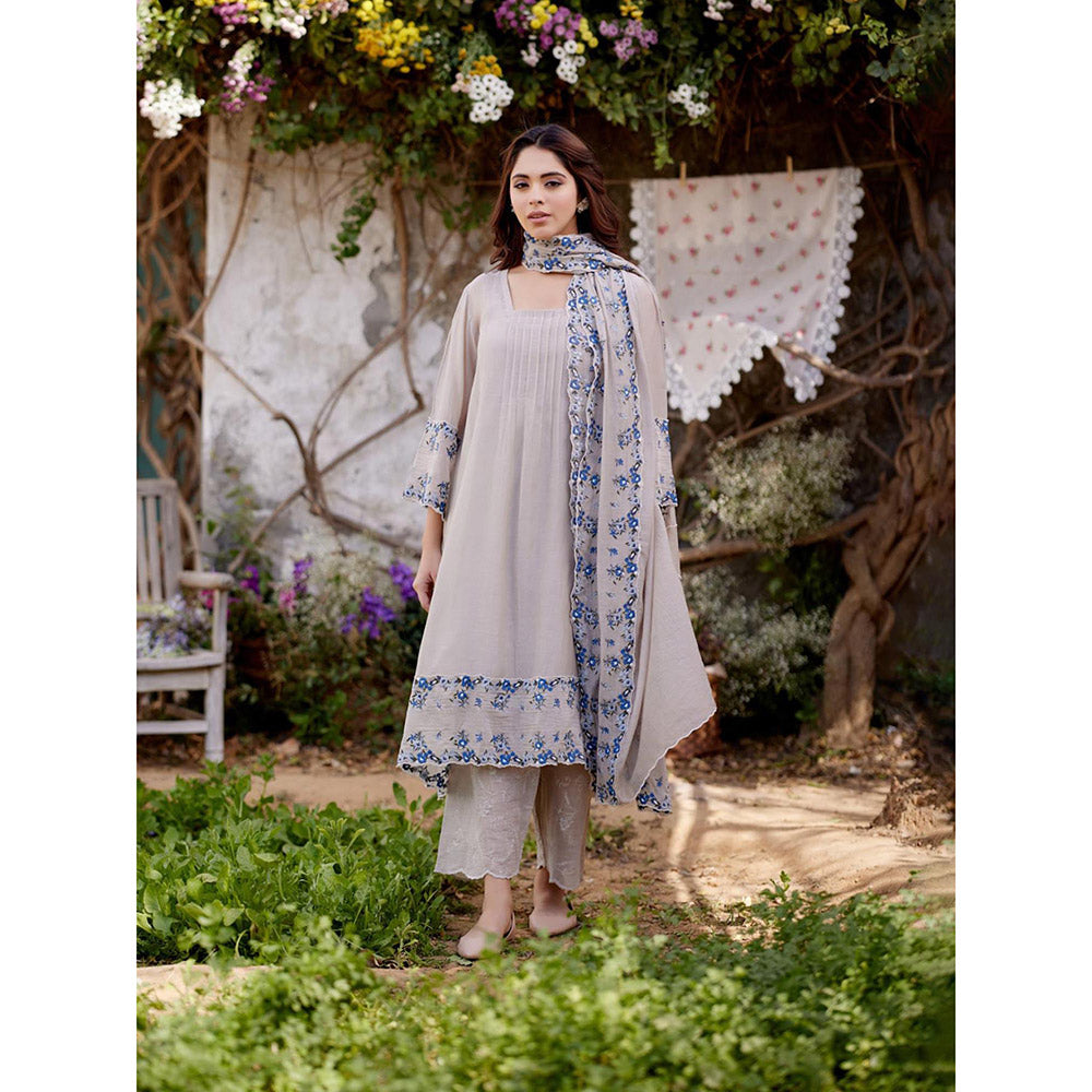 Naaz By Noor Grey Iris Kurta with Pant and Dupatta (Set of 3)