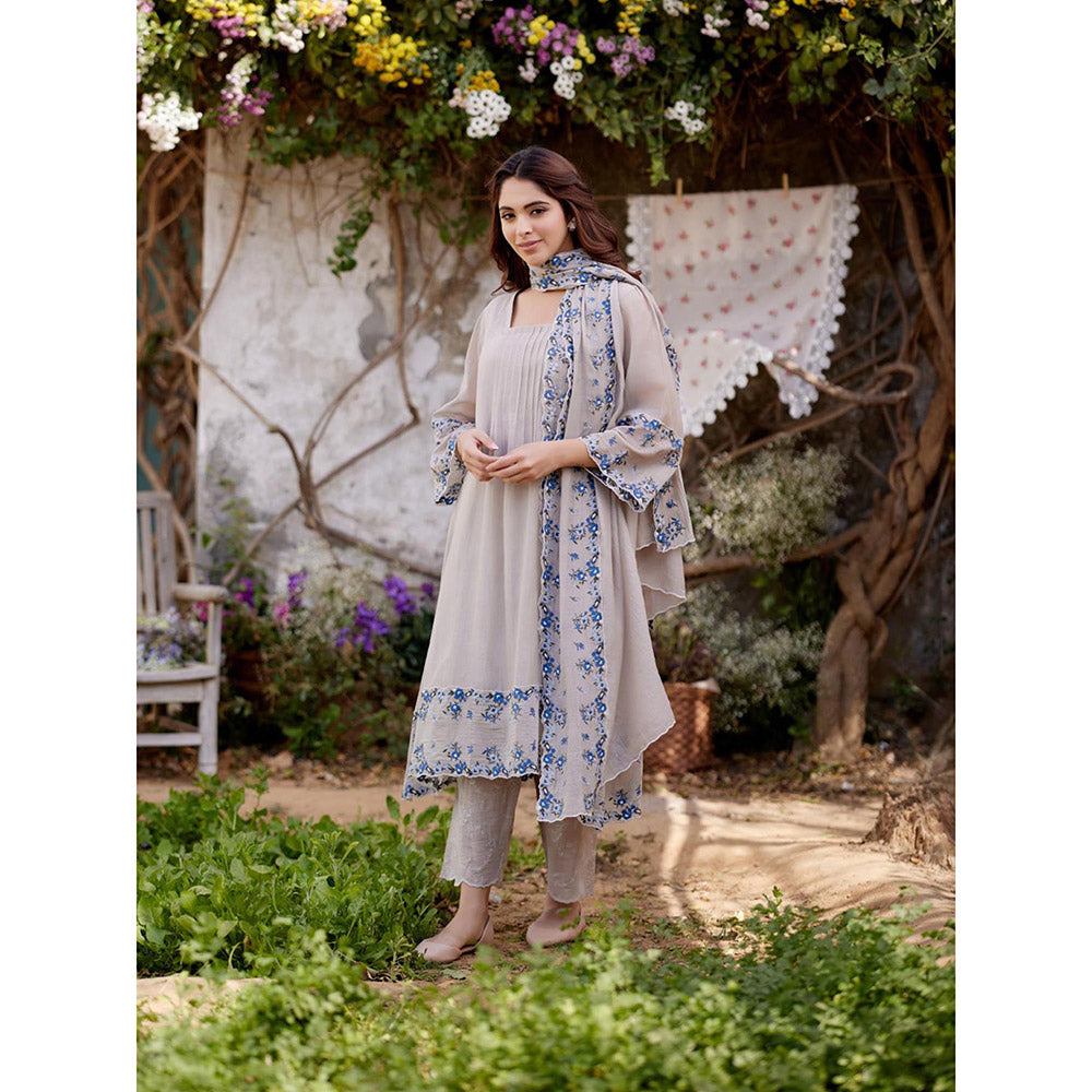 Naaz By Noor Grey Iris Kurta with Pant and Dupatta (Set of 3)