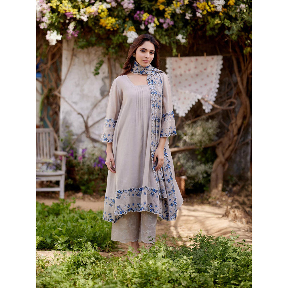 Naaz By Noor Grey Iris Kurta with Pant and Dupatta (Set of 3)
