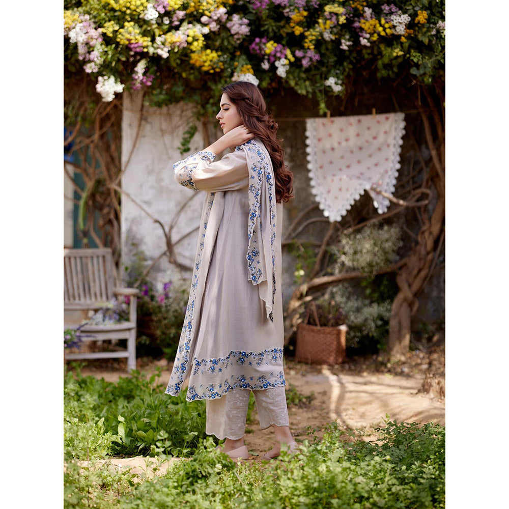 Naaz By Noor Grey Iris Kurta with Pant and Dupatta (Set of 3)