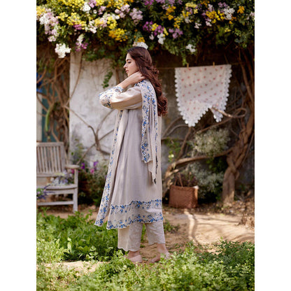 Naaz By Noor Grey Iris Kurta with Pant and Dupatta (Set of 3)