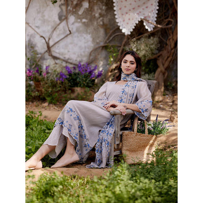 Naaz By Noor Grey Iris Kurta with Pant and Dupatta (Set of 3)