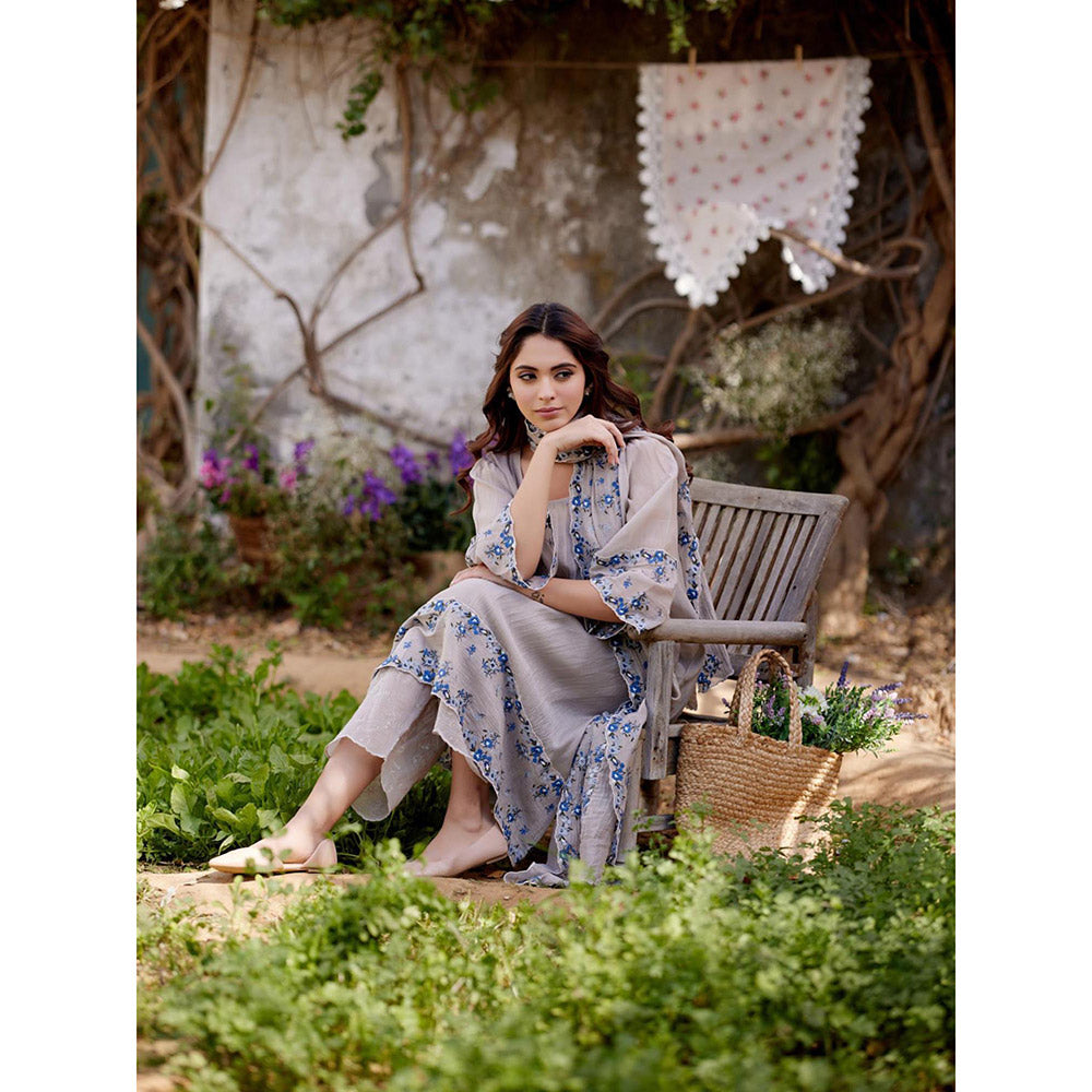 Naaz By Noor Grey Iris Kurta with Pant and Dupatta (Set of 3)