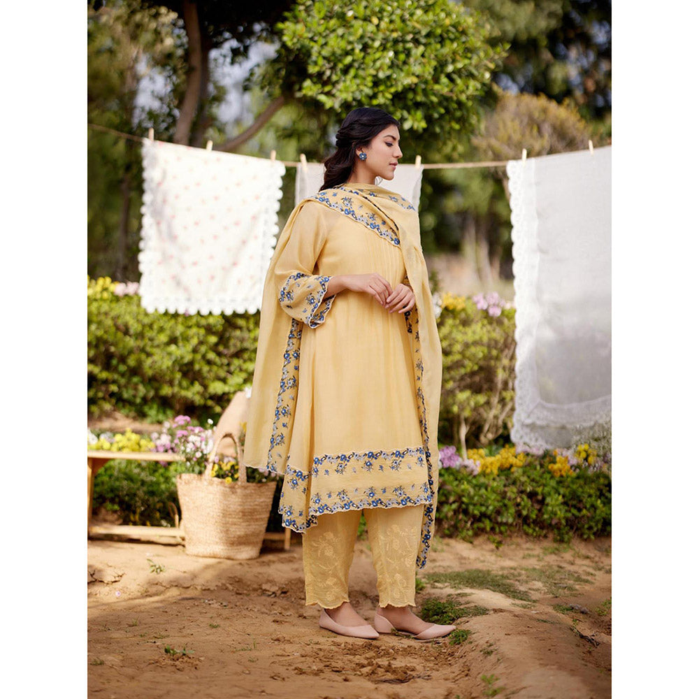 Naaz By Noor Yellow Meringue Kurta with Pant and Dupatta (Set of 3)