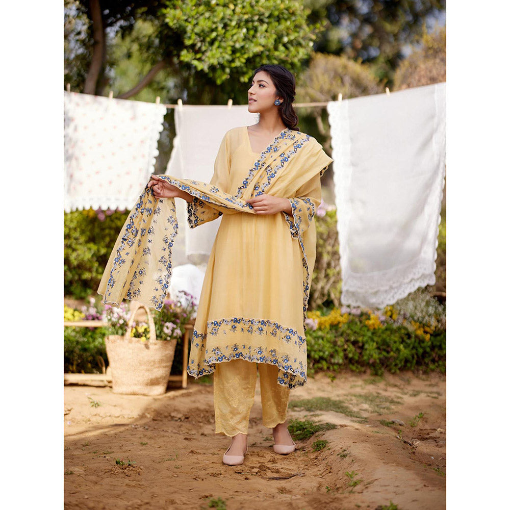 Naaz By Noor Yellow Meringue Kurta with Pant and Dupatta (Set of 3)
