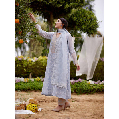 Naaz By Noor Blue Kurta with Pant and Dupatta (Set of 3)