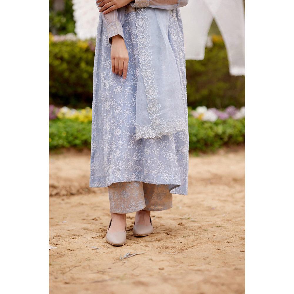 Naaz By Noor Blue Kurta with Pant and Dupatta (Set of 3)