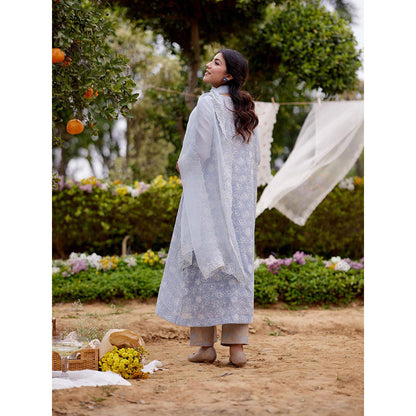 Naaz By Noor Blue Kurta with Pant and Dupatta (Set of 3)