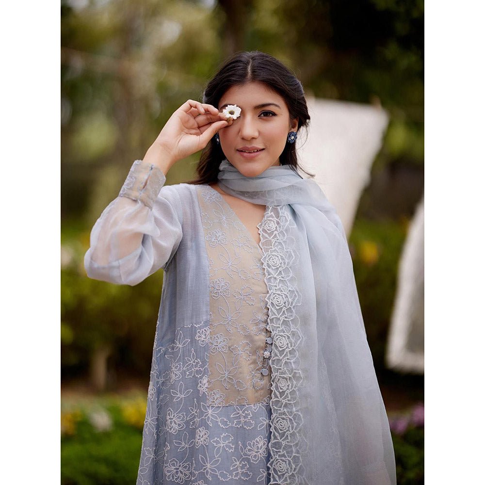 Naaz By Noor Blue Kurta with Pant and Dupatta (Set of 3)