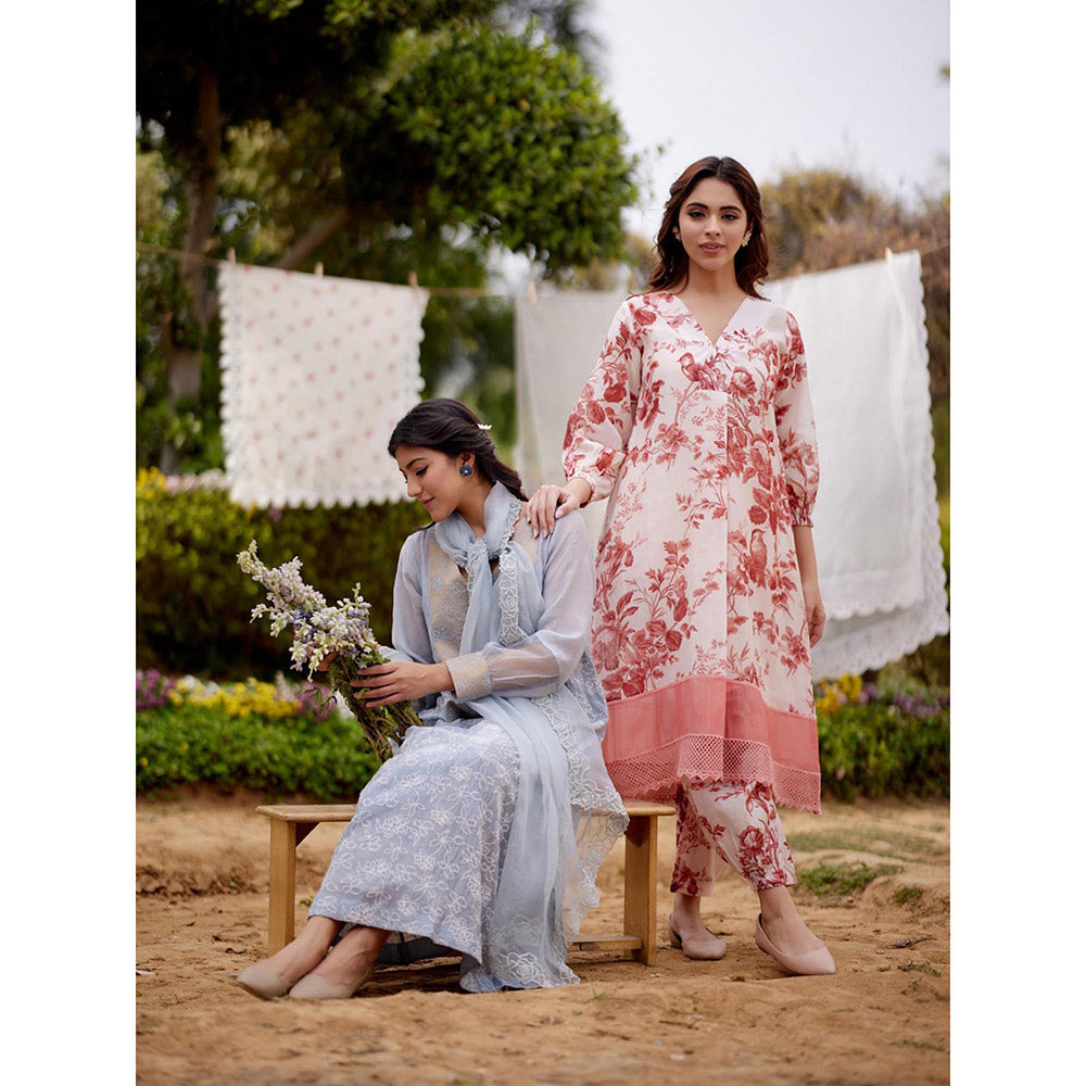 Naaz By Noor Blue Kurta with Pant and Dupatta (Set of 3)