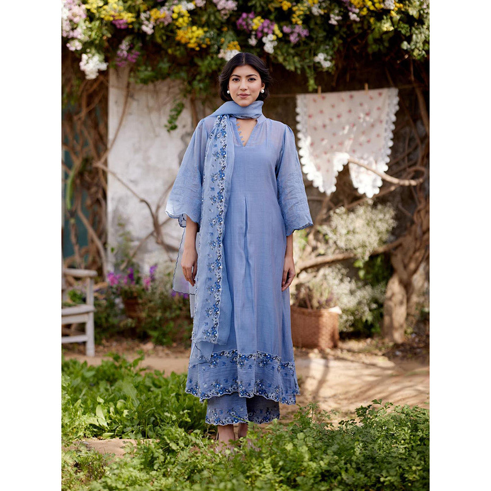 Naaz By Noor Blue Kurta with Pant and Dupatta (Set of 3)