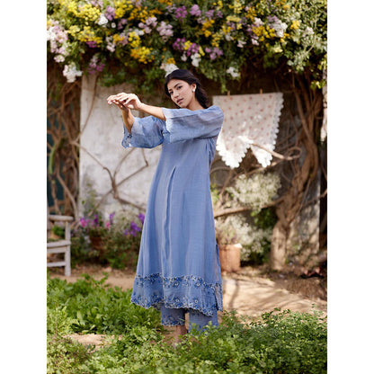 Naaz By Noor Blue Kurta with Pant and Dupatta (Set of 3)