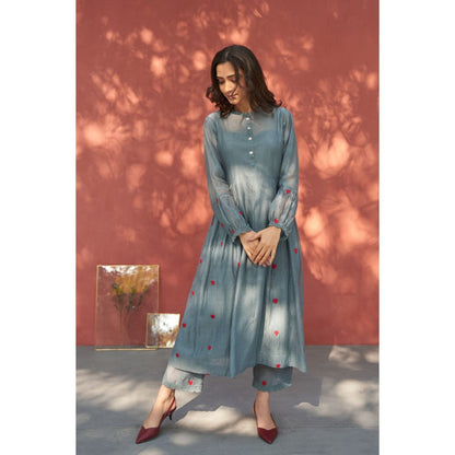 Naaz By Noor Happy Bluish Grey Kurta with Pant (Set of 2)