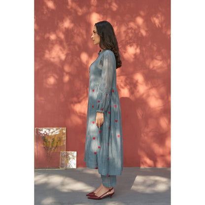 Naaz By Noor Happy Bluish Grey Kurta with Pant (Set of 2)