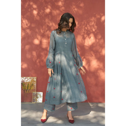 Naaz By Noor Happy Bluish Grey Kurta with Pant (Set of 2)