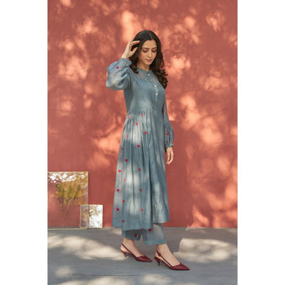 Naaz By Noor Happy Bluish Grey Kurta with Pant (Set of 2)
