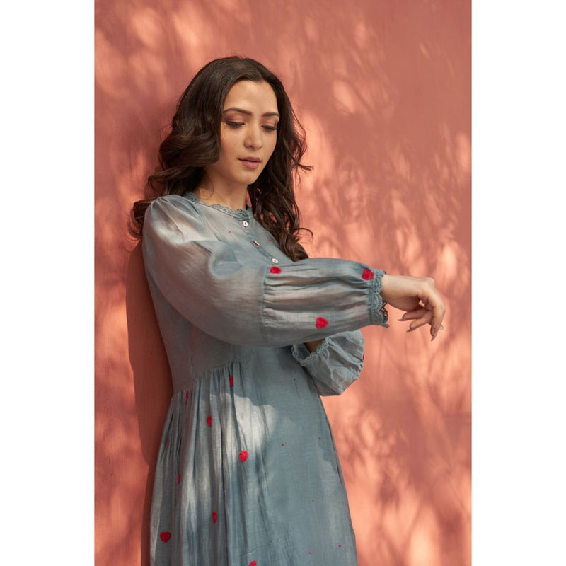 Naaz By Noor Happy Bluish Grey Kurta with Pant (Set of 2)