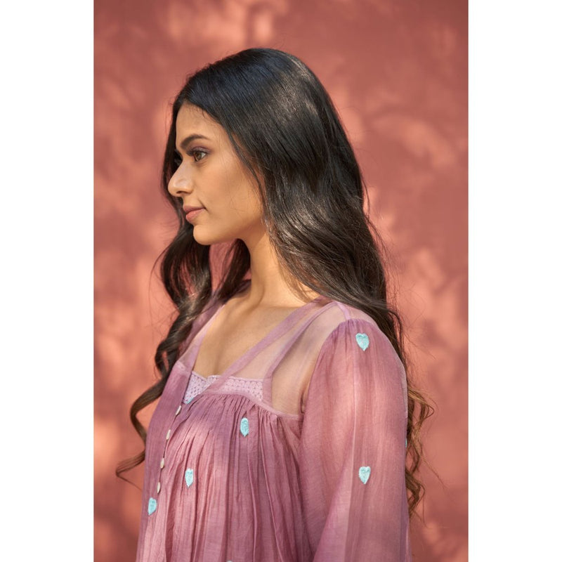 Naaz By Noor Happy Hearts Mauve Kurta with Sharara (Set of 2)