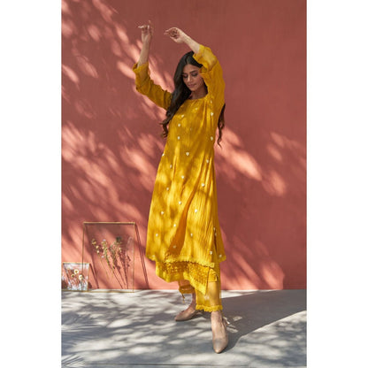 Naaz By Noor Happy Mustard Kurta with Pant (Set of 2)