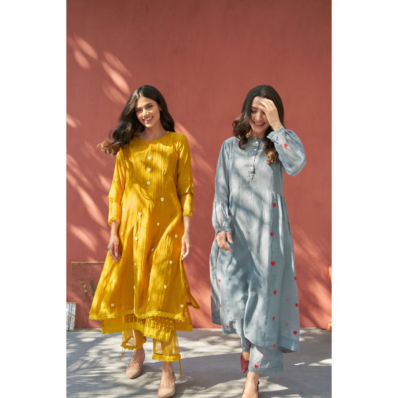 Naaz By Noor Happy Mustard Kurta with Pant (Set of 2)