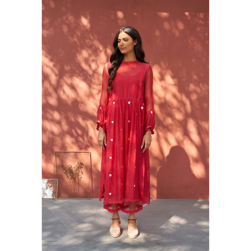 Naaz By Noor Happy Red Kurta with Pant (Set of 2)