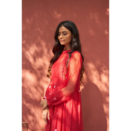 Naaz By Noor Happy Red Kurta with Pant (Set of 2)