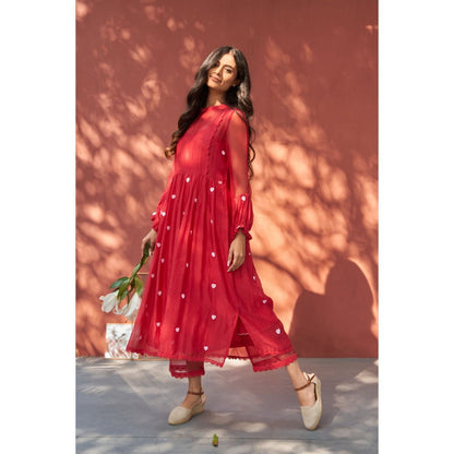 Naaz By Noor Happy Red Kurta with Pant (Set of 2)