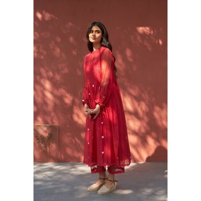 Naaz By Noor Happy Red Kurta with Pant (Set of 2)