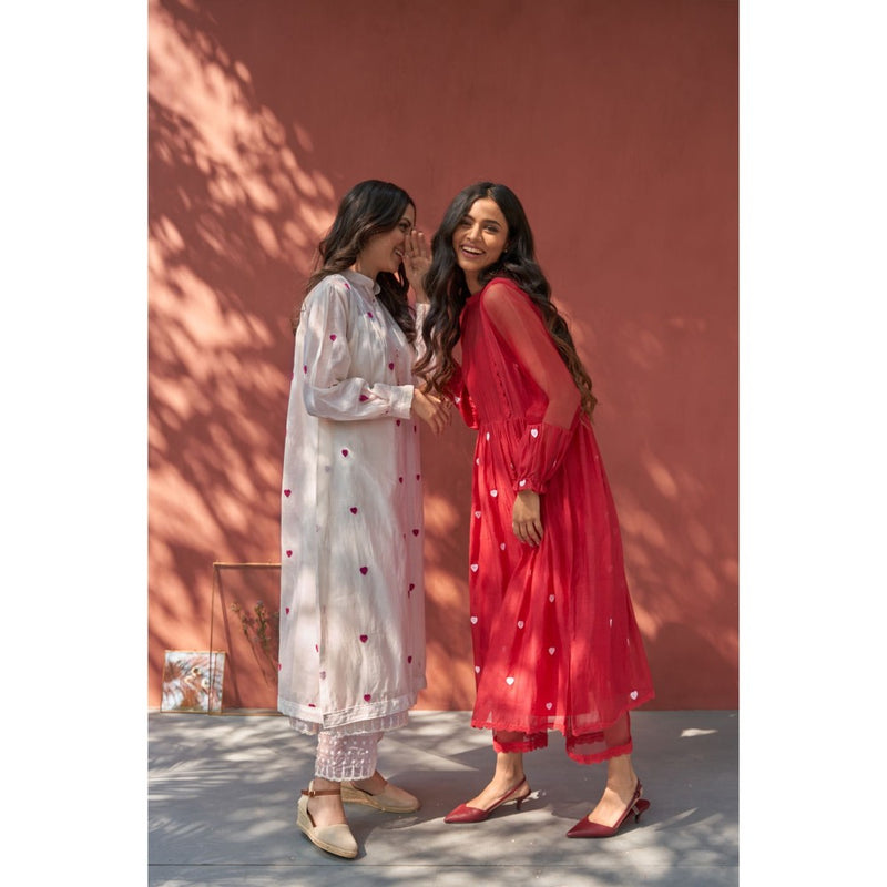 Naaz By Noor Happy Red Kurta with Pant (Set of 2)