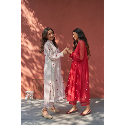 Naaz By Noor Happy White Kurta with Pant (Set of 2)
