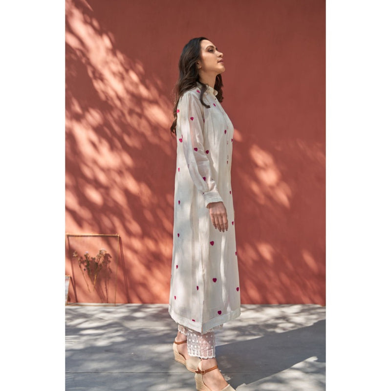 Naaz By Noor Happy White Kurta with Pant (Set of 2)