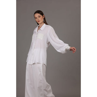 NAMAH BY PARUL MONGIA White Cotton Solid Co-Ord (Set of 2)